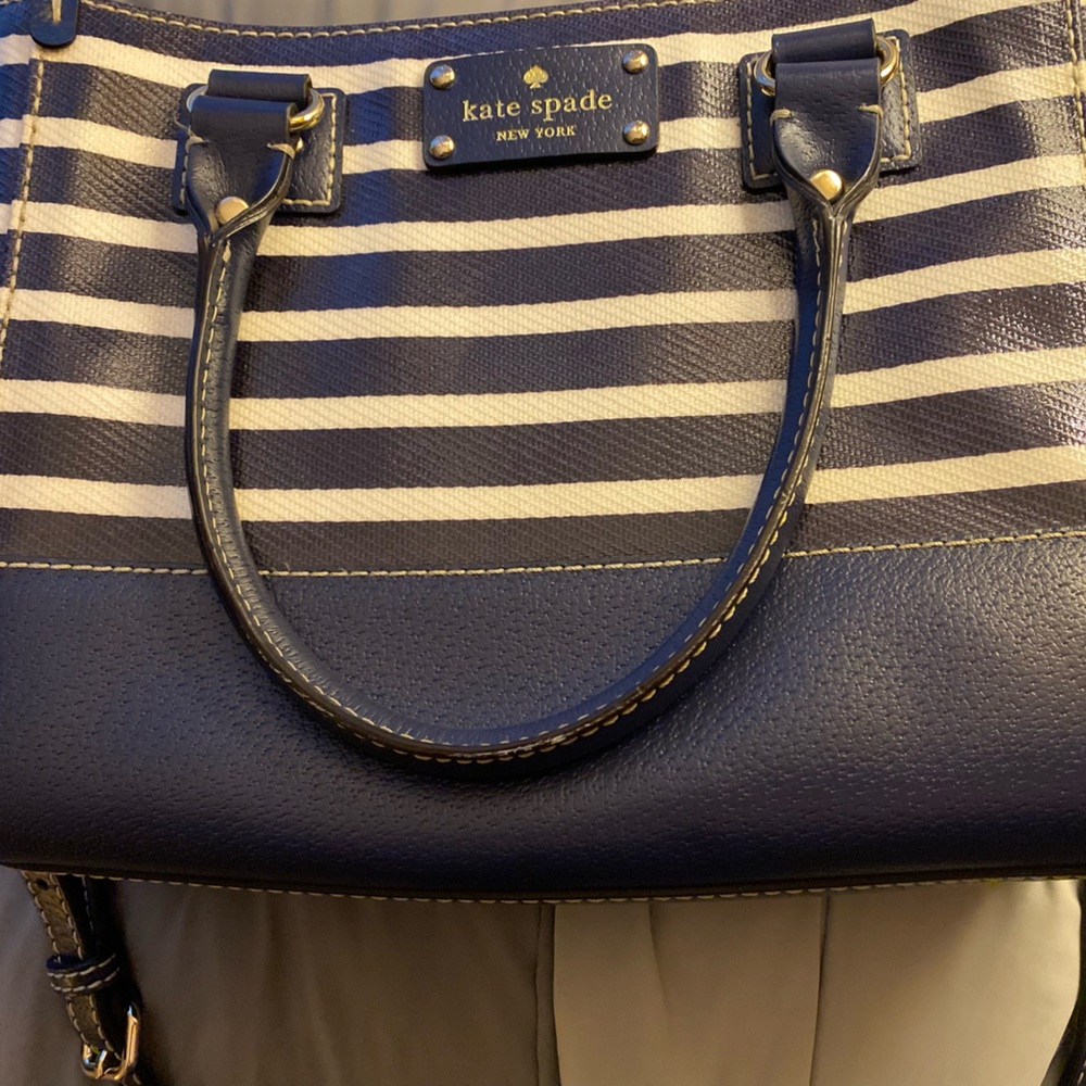 Kate Spade Navy and White Striped Satchel